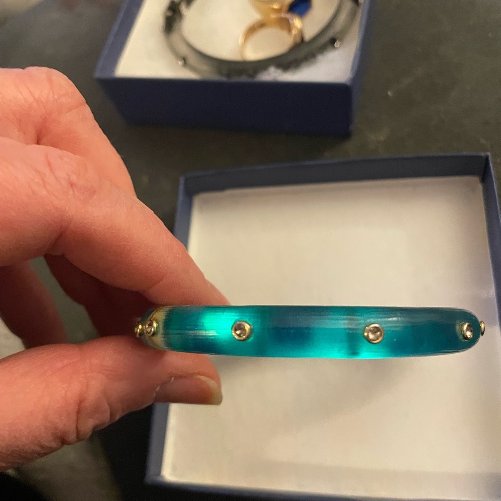 Alexis Bittar Turquoise Bangle with gold and crystal  Accents